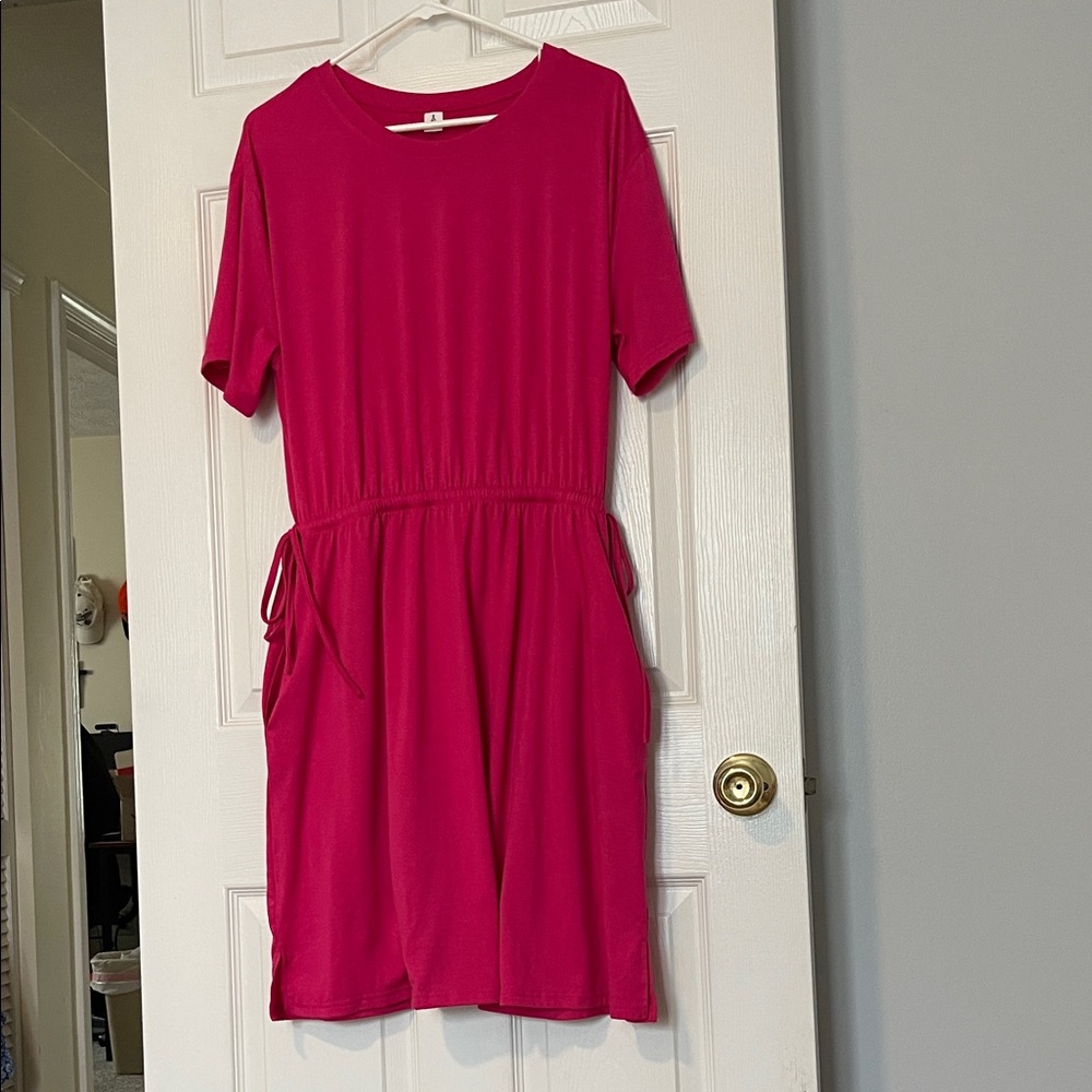 Anrabess Pink Short Sleeve Dress XL